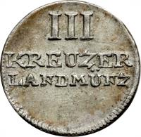German States coin 3 Kreuzer (1805) reverse reverse of 3 Kreuzer (1805) coin with KM# 32 from German States.