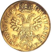 German States coin 2 Ducat - August Friedrich - Trade Coinage (1656 - 1716) obverse obverse of 2 Ducat - August Friedrich - Trade Coinage (1656 - 1716) coin with KM# 89 from German States.