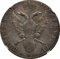 German States coin 1 Thaler - Daniel Haecks (1776) obverse obverse of 1 Thaler - Daniel Haecks (1776) coin with KM# 185 from German States. Inscription: IOSEPHUS. II. - ROM. IMP. S. AUG. H.D.F.