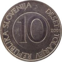 Slovenia coin 10 Tolarjev (2000 - 2006) obverse obverse of 10 Tolarjev (2000 - 2006) coin with KM# 41 from Slovenia. Inscription: REPUBLIKA SLOVENIJA DESET TOLARJEV 10 2004