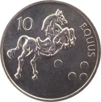 Slovenia coin 10 Tolarjev (2000 - 2006) reverse reverse of 10 Tolarjev (2000 - 2006) coin with KM# 41 from Slovenia. Inscription: 10 EQUUS