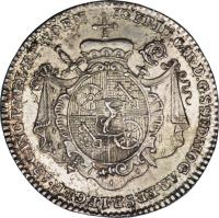 obverse of 1/4 Thaler - Johann Friedrich Karl (1763) coin with KM# 342 from German States.