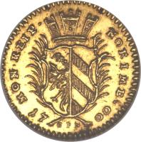 German States coin 1/4 Ducat (1700) obverse obverse of 1/4 Ducat (1700) coin with KM# 250 from German States. Inscription: MON REIP NORIM 1700