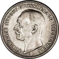 German States coin 2 Mark - Friedrich August (1900 - 1901) obverse obverse of 2 Mark - Friedrich August (1900 - 1901) coin with KM# 202 from German States. Inscription: FRIEDRICH AUGUST GROSSHERZOG V. OLDENBURG A