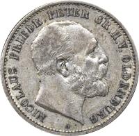 obverse of 2 Mark - Nicolaus Friedrich Peter (1891) coin with KM# 201 from German States. Inscription: NICOLAUS FRIEDR. PETER GR.H.V. OLDENBURG