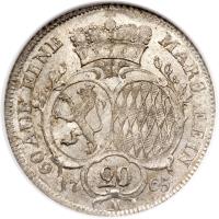 German States coin 20 Kreuzer - Christian IV (1765 - 1768) reverse reverse of 20 Kreuzer - Christian IV (1765 - 1768) coin with KM# 46 from German States.