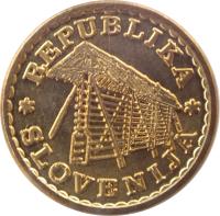 obverse of 0.02 Lipe - Lipa Holding, Ljubljana Series (1992) coin with X# Tn5 from Slovenia. Inscription: REPUBLIKA SLOVENIJA