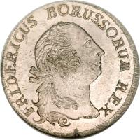 obverse of 1/3 Reichsthaler - Friedrich II (1758 - 1759) coin with KM# 285 from German States. Inscription: FRIDERICUS BORUSSORUM REX