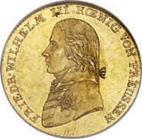 obverse of 1 Friedrich d'Or - Friedrich Wilhelm III - Trade Coinage (1798 - 1816) coin with KM# 371 from German States. Inscription: FRIEDR · WILHELM III KÖNIG VON PREUSSEN