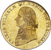 German States coin 1 Friedrich d'Or - Friedrich Wilhelm III - Trade Coinage (1798 - 1816) obverse obverse of 1 Friedrich d'Or - Friedrich Wilhelm III - Trade Coinage (1798 - 1816) coin with KM# 371 from German States. Inscription: FRIEDR · WILHELM III KÖNIG VON PREUSSEN