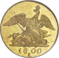 German States coin 1 Friedrich d'Or - Friedrich Wilhelm III - Trade Coinage (1798 - 1816) reverse reverse of 1 Friedrich d'Or - Friedrich Wilhelm III - Trade Coinage (1798 - 1816) coin with KM# 371 from German States. Inscription: 1800 A