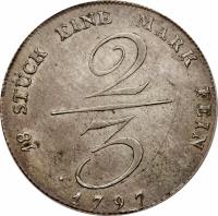 German States coin 2/3 Reichsthaler - Friedrich Wilhelm II (1796 - 1801) reverse reverse of 2/3 Reichsthaler - Friedrich Wilhelm II (1796 - 1801) coin with KM# 363 from German States.