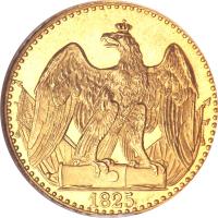 German States coin 1/2 Friedrich d'Or - Friedrich Wilhelm III - Trade Coinage (1825 - 1840) reverse reverse of 1/2 Friedrich d'Or - Friedrich Wilhelm III - Trade Coinage (1825 - 1840) coin with KM# 414 from German States. Inscription: 1825