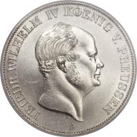 German States coin 2 Vereinsthaler - Friedrich Wilhelm IV (1858 - 1859) obverse obverse of 2 Vereinsthaler - Friedrich Wilhelm IV (1858 - 1859) coin with KM# 474 from German States. Inscription: FRIEDR.WILHELM IV KOENIG V.PREUSSEN A