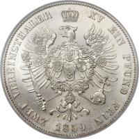 reverse of 2 Vereinsthaler - Friedrich Wilhelm IV (1858 - 1859) coin with KM# 474 from German States. Inscription: ZWEI VEREINSTHALER XV EIN PFUND FEIN 1859