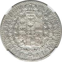 German States coin 1 Reichsthaler - Friedrich Wilhelm IV (1841) reverse reverse of 1 Reichsthaler - Friedrich Wilhelm IV (1841) coin with KM# 437 from German States. Inscription: EIN THALER XIV EINE F. M. 18 41