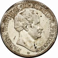 German States coin 1 Reichsthaler - Friedrich Wilhelm III (1823 - 1826) obverse obverse of 1 Reichsthaler - Friedrich Wilhelm III (1823 - 1826) coin with KM# 413 from German States. Inscription: FRIEDR. WILHELM III KOENIG V. PREUSSEN D