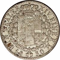 German States coin 1 Reichsthaler - Friedrich Wilhelm III (1823 - 1826) reverse reverse of 1 Reichsthaler - Friedrich Wilhelm III (1823 - 1826) coin with KM# 413 from German States. Inscription: EIN THALER XIV. EINE F.M. 1830