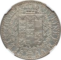 reverse of 1 Reichsthaler - Friedrich Wilhelm III (1827 - 1828) coin with KM# 418 from German States. Inscription: EIN THALER XIV EINE F. M. 18 27