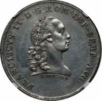German States coin 1 Thaler - Franz II (1793) obverse obverse of 1 Thaler - Franz II (1793) coin with KM# 469 from German States. Inscription: FRANCISCVS II. D. G. ROM. IMP. SEMP. AVG. KÖRNLEIN