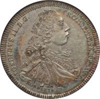 German States coin 1 Thaler - Joseph II (1773) obverse obverse of 1 Thaler - Joseph II (1773) coin with KM# 416 from German States. Inscription: IOSEPHVS II D. G. - ROM. IMP. SEMP. AVG KÖRNLEIN