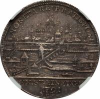 German States coin 1/2 Thaler - Leopold II (1791) reverse reverse of 1/2 Thaler - Leopold II (1791) coin with KM# 463 from German States. Inscription: MONETA REIP.RATISPON XX.ST.EINEF.C.M 1791