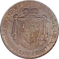 German States coin 1 Conventionsthaler - Heinrich LI (1812) obverse obverse of 1 Conventionsthaler - Heinrich LI (1812) coin with KM# 32 from German States.