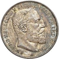 German States coin 2 Mark - Alfred (1895) obverse obverse of 2 Mark - Alfred (1895) coin with KM# 158 from German States. Inscription: ALFRED HERZOG VON SACHSEN COBURG UND GOTHA