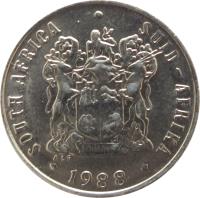 obverse of 10 Cents - SOUTH AFRICA - SUID-AFRIKA (1970 - 1989) coin with KM# 85 from South Africa. Inscription: SOUTH AFRICA SUID-AFRIKA 1974 T.S.