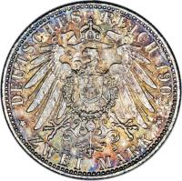 reverse of 2 Mark - Georg II (1902 - 1913) coin with KM# 199 from German States. Inscription: DEUTSCHES REICH 1902 * ZWEI MARK *