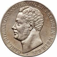 obverse of 2 Thaler / 3 1/2 Gulden - Karl Friedrich (1840 - 1848) coin with KM# 200 from German States. Inscription: CARL FRIEDR.GROSSHERZOG ZU SACHSEN WEIM.EIS. A