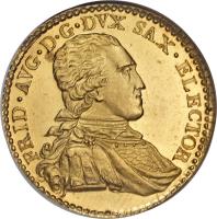German States coin 1 Ducat - Friedrich August III - Trade Coinage (1791) obverse obverse of 1 Ducat - Friedrich August III - Trade Coinage (1791) coin with KM# 1030 from German States.