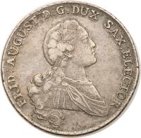 German States coin 1 Conventionsthaler - Friedrich August III (1768) obverse obverse of 1 Conventionsthaler - Friedrich August III (1768) coin with KM# 990 from German States.