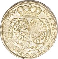 German States coin 2/3 Thaler - Friedrich August I (1709 - 1733) reverse reverse of 2/3 Thaler - Friedrich August I (1709 - 1733) coin with KM# 775 from German States. Inscription: DUX SAX: I C M A & W S R I ARCH: & EL:1724.