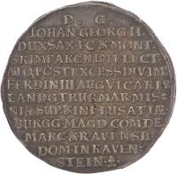 German States coin 3 Thaler - Johann Georg II - Death of Emperor Ferdinand III (1657) reverse reverse of 3 Thaler - Johann Georg II - Death of Emperor Ferdinand III (1657) coin with KM# 461 from German States.