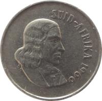 obverse of 10 Cents - SUID-AFRIKA (1965 - 1969) coin with KM# 68.2 from South Africa. Inscription: SUID-AFRIKA 1965 T.S.
