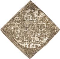 German States coin 1 Thaler - Johann Georg II - Marriage (1662) reverse reverse of 1 Thaler - Johann Georg II - Marriage (1662) coin with KM# 500 from German States.