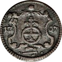 German States coin 1 Pfennig - Friedrich August (1698 - 1706) reverse reverse of 1 Pfennig - Friedrich August (1698 - 1706) coin with KM# 702 from German States. Inscription: 1707