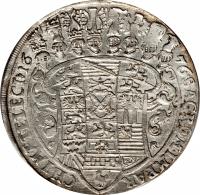 German States coin 1 Thaler - Johann Georg II (1658 - 1680) reverse reverse of 1 Thaler - Johann Georg II (1658 - 1680) coin with KM# 474 from German States.