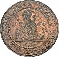 German States coin 1 Thaler - August I (1556 - 1562) obverse obverse of 1 Thaler - August I (1556 - 1562) coin with MB# 182 from German States. Inscription: AVGVSTVS.D:G.DVX.SAXONIE.SA.ROMA:IM 1564