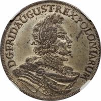 German States coin 2/3 Thaler - Friedrich August I (1697 - 1705) obverse obverse of 2/3 Thaler - Friedrich August I (1697 - 1705) coin with KM# 685 from German States. Inscription: D.G.FRID.AUGUST.REX.POLONIARUM