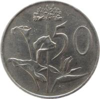South Africa coin 50 Cents - SOUTH AFRICA - SUID-AFRIKA (1970 - 1990) reverse reverse of 50 Cents - SOUTH AFRICA - SUID-AFRIKA (1970 - 1990) coin with KM# 87 from South Africa. Inscription: 50 T.S.