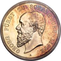 German States coin 5 Mark - Albrecht Georg (1898 - 1904) obverse obverse of 5 Mark - Albrecht Georg (1898 - 1904) coin with KM# 50 from German States.