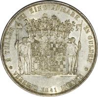 reverse of 2 Thaler / 3 1/2 Gulden - Friedrich Günther (1841 - 1845) coin with KM# 170 from German States. Inscription: 2 THALER VII EINE F. MARK 3½ GULDEN VEREINS 1841 MÜNZE
