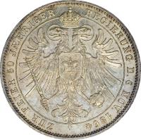 reverse of 1 Vereinstaler - Friedrich Günther - 50th Anniversary of Reign (1864) coin with KM# 179 from German States. Inscription: ZUR FEIER 50 JAEHRIGER REGIERUNG D. 6 NOV. 1864