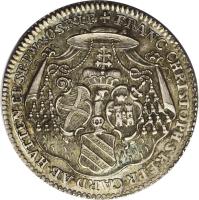 obverse of 1/8 Thaler - August Philipp - Death of Franz Christoph (1770) coin with KM# 66 from German States. Inscription: FRANC.CHRISTOPH.S.R.E.PR.CARD.AB.HVTTEN.EP.SP.P.W&.O.SR.I.P.