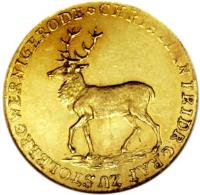 German States coin 1 Ducat - Christian Friedrich - Golden wedding (1818) obverse obverse of 1 Ducat - Christian Friedrich - Golden wedding (1818) coin with KM# 90 from German States. Inscription: CHRISTIAN FRIDR: GRAF ZU STOLBERG WERNIGERODE