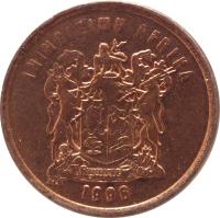 South Africa coin 1 Cent - ININGIZIMU AFRIKA (1996) obverse obverse of 1 Cent - ININGIZIMU AFRIKA (1996) coin with KM# 158 from South Africa. Inscription: ININGIZIMU AFRIKA 1996 EX UNITATE VIRES ALS