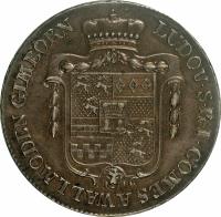 German States coin 1/2 Reichsthaler - Johann Ludwig (1802) obverse obverse of 1/2 Reichsthaler - Johann Ludwig (1802) coin with C# 2 from German States. Inscription: LUDOV · S · R · I · COMES A WALLMODEN GIMBORN