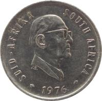 South Africa coin 5 Cents - Jacobus J. Fouché (1976) obverse obverse of 5 Cents - Jacobus J. Fouché (1976) coin with KM# 93 from South Africa. Inscription: SUID-AFRIKA SOUTH AFRICA 1976 JB